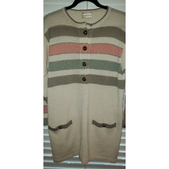 Vintage Liz Sheldon, LTD Sweater Knit Dress Gold Buttons, Metallic Thread M - Picture 4 of 6